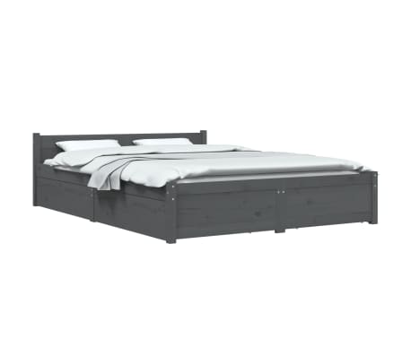 vidaXL Cadre de lit avec tiroirs Gris 140x200 cm