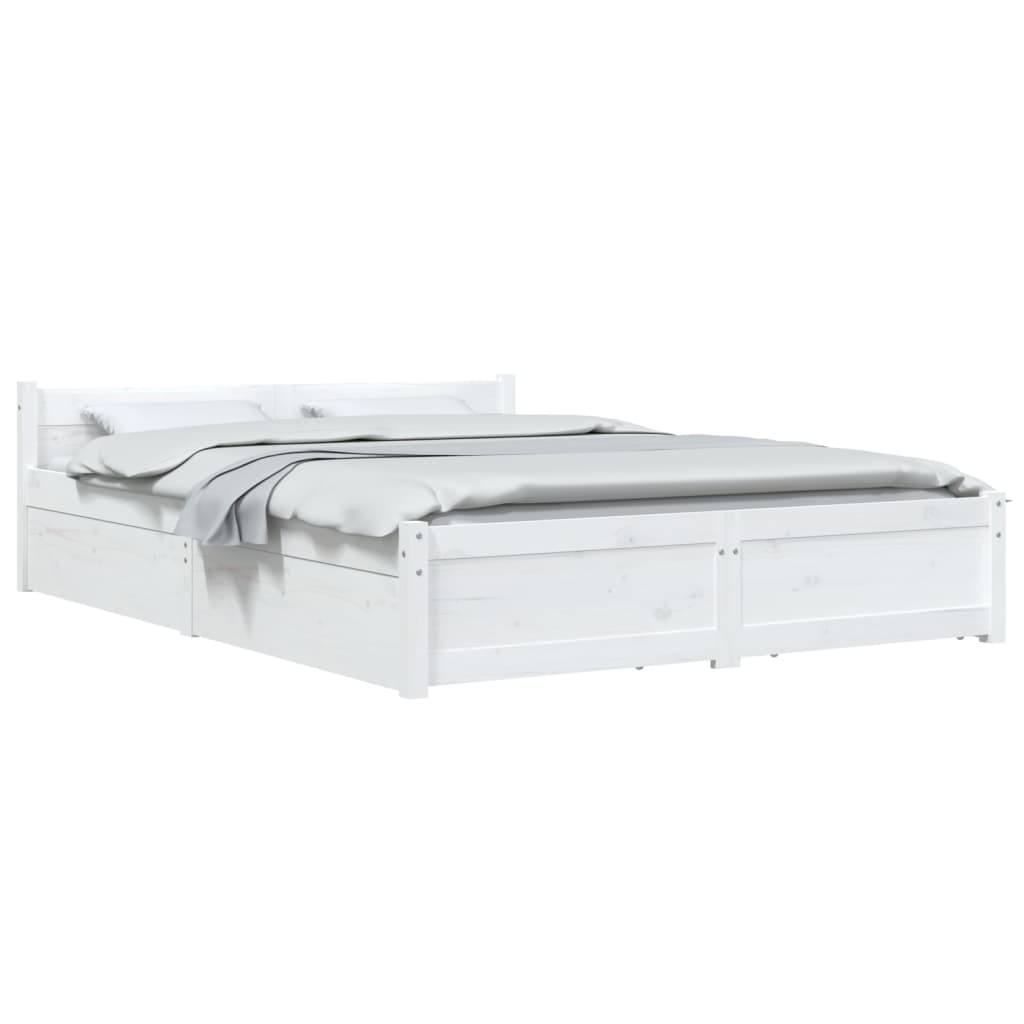 

vidaXL Bedframe met lades wit 150x200 cm 5FT King Size