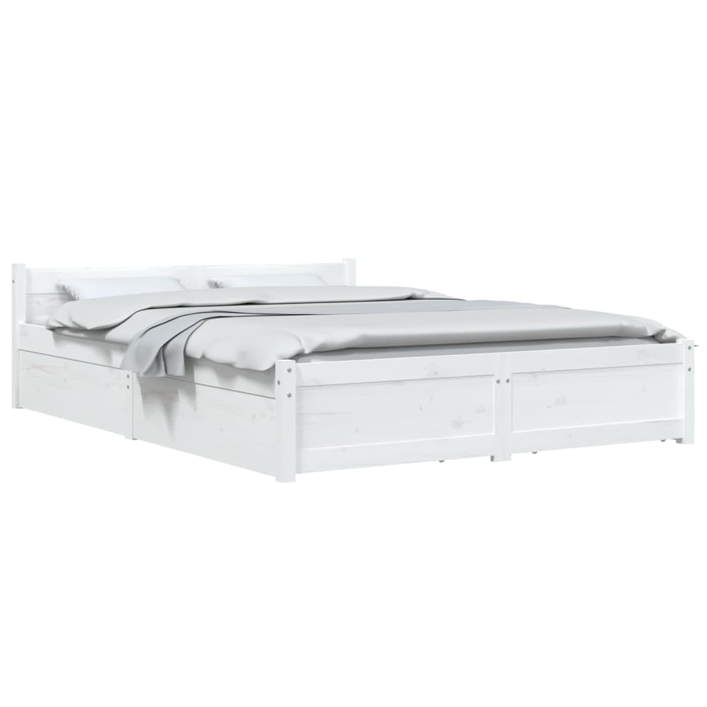vidaXL Bed Frame with Drawers White 160x200 cm
