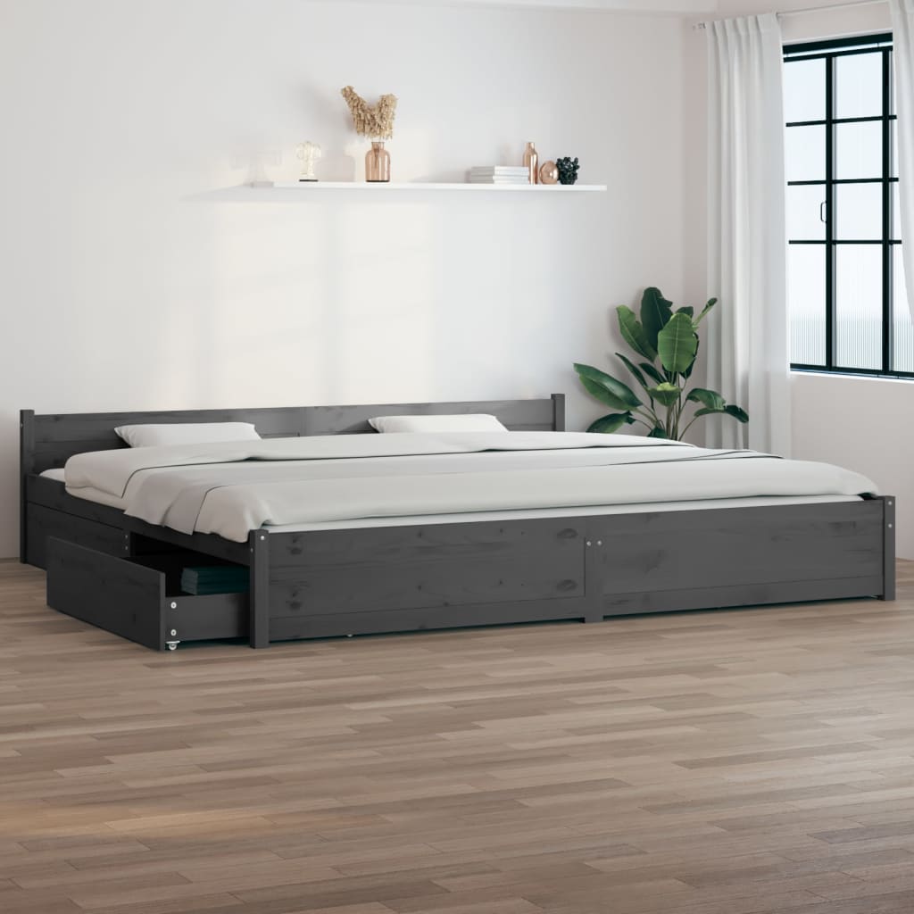 Bett mit Schubladen Grau 180x200 cm 6FT Super King-1