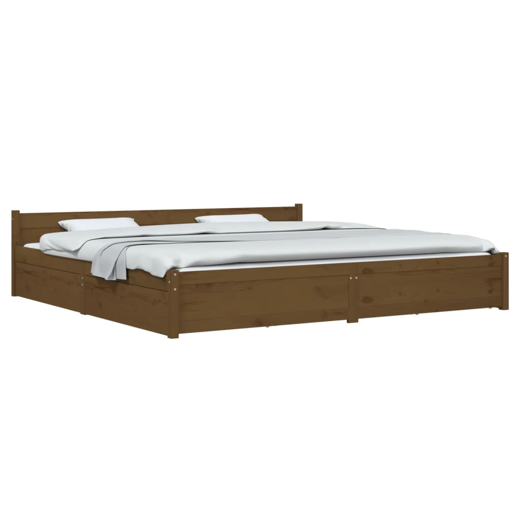 vidaXL Bedframe met lades honingbruin 180x200 cm 6FT Super King