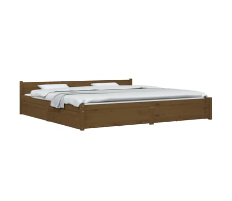 vidaXL Estructura de cama con cajones marrón miel 180x200 cm