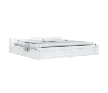 vidaXL Bed Frame without Mattress with Drawers White 200x200 cm