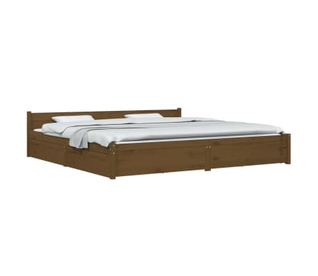 vidaXL Okvir za krevet s ladicama smeđa boja meda 200 x 200 cm