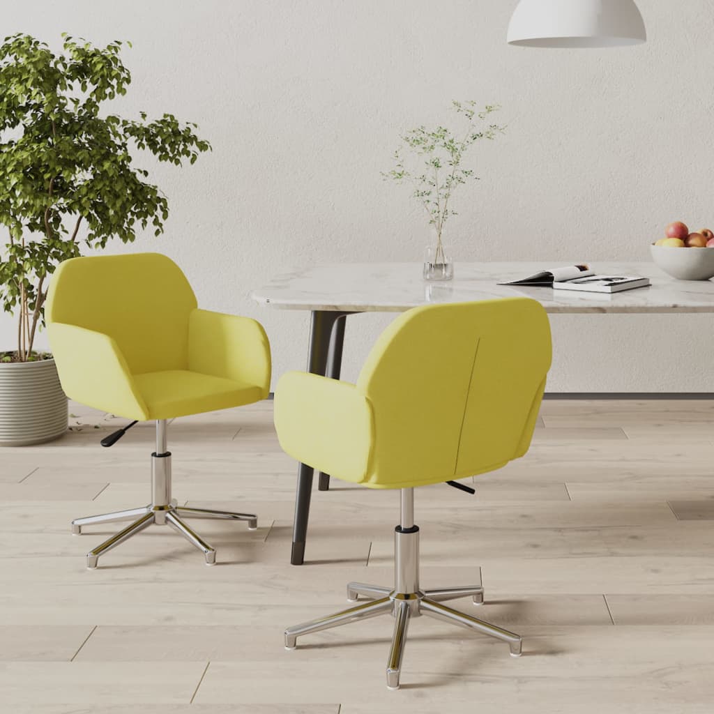 vidaXL Otočné jídelní židle 2 ks světle zelené textil
