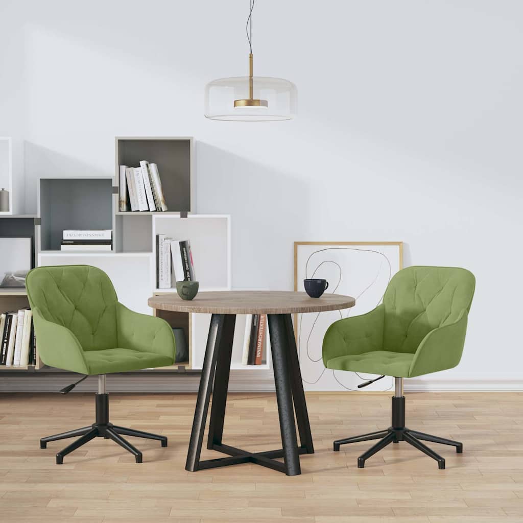 vidaXL Obrotowe krzesła stołowe, 2 szt., jasnozielone, aksamitne