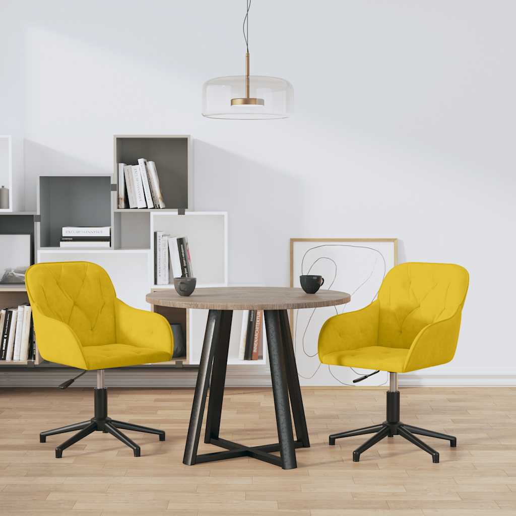 vidaXL Obrotowe krzesła stołowe, 2 szt., żółte, aksamitne