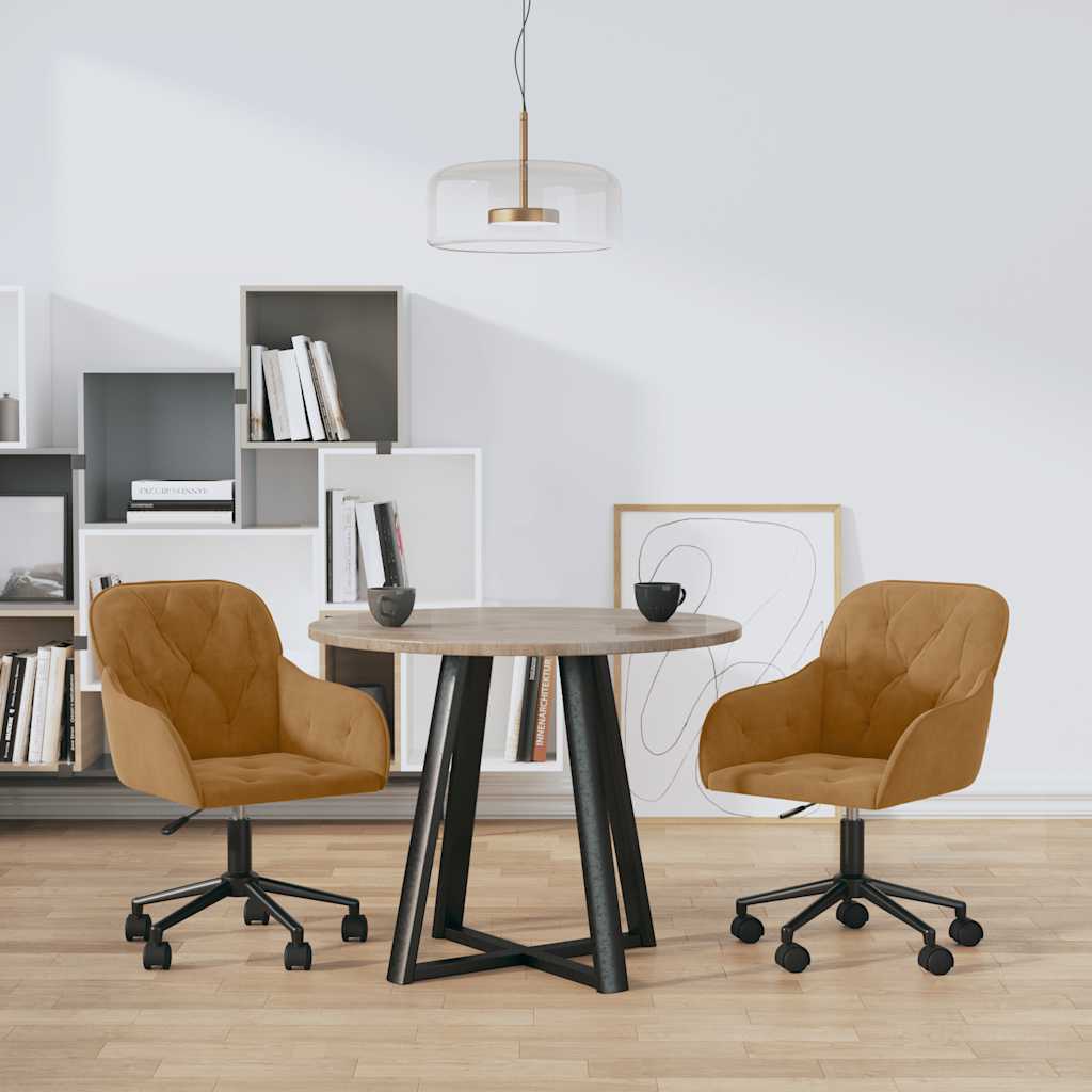 vidaXL Obrotowe krzesa stoowe, 2 szt., brzowe, aksamitne