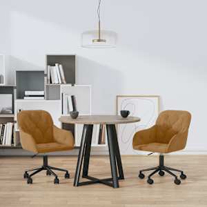 Vrtljiv jedilni stol 2 kosa rjav žamet