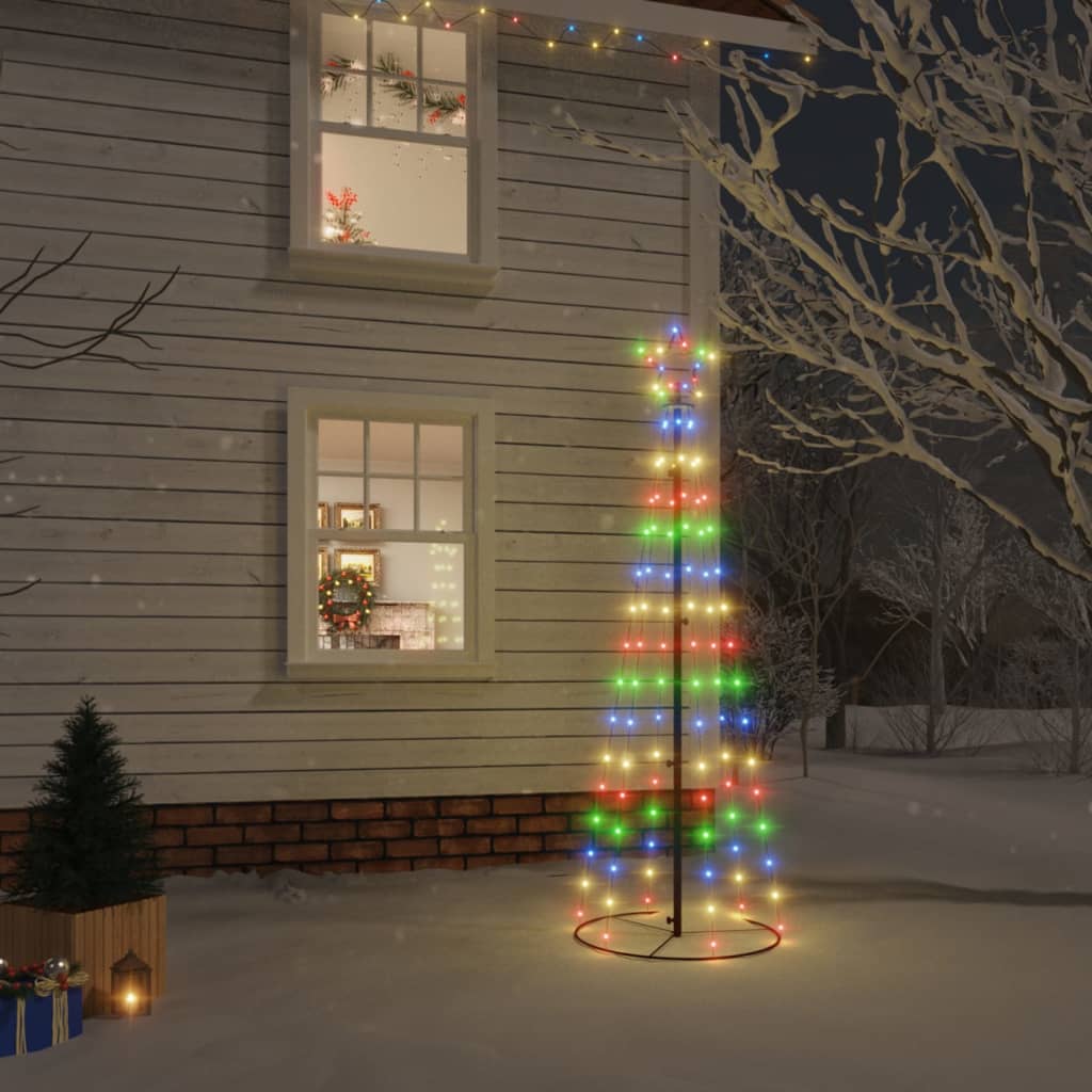 vidaXL kegleformet juletræ 108 LED'er 70x180 cm flerfarvet