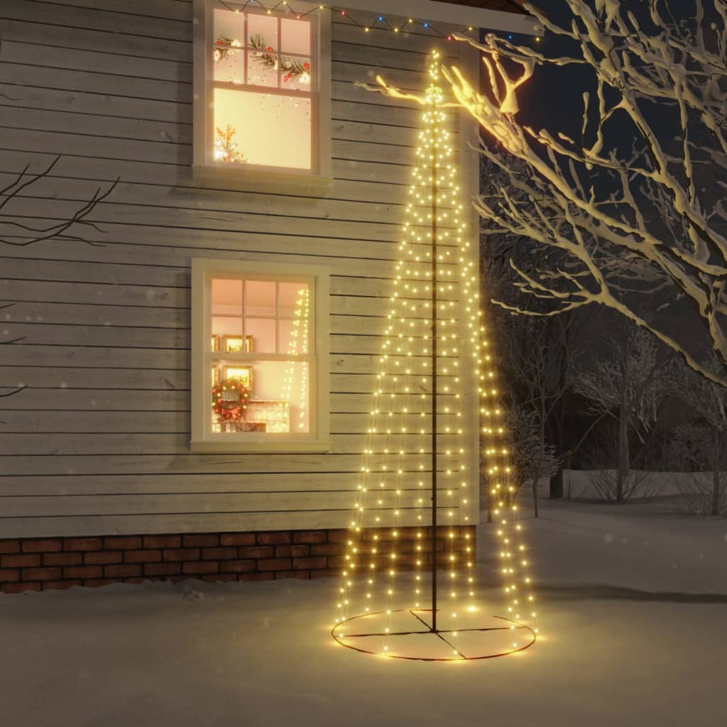 vidaXL Brad de Crăciun conic, 310 LED-uri, alb cald, 100x300 cm