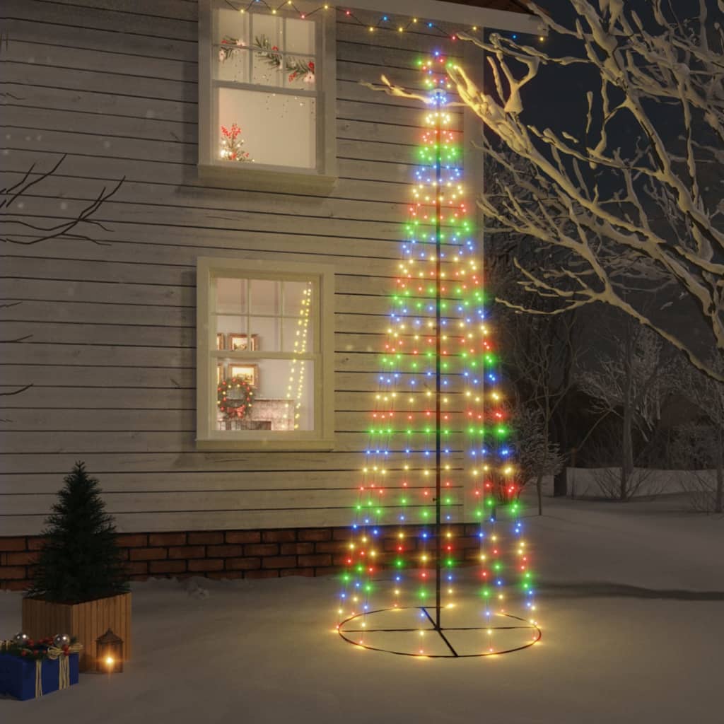 vidaXL Brad de Crăciun conic, 310 LED-uri, multicolor, 100×300 cm