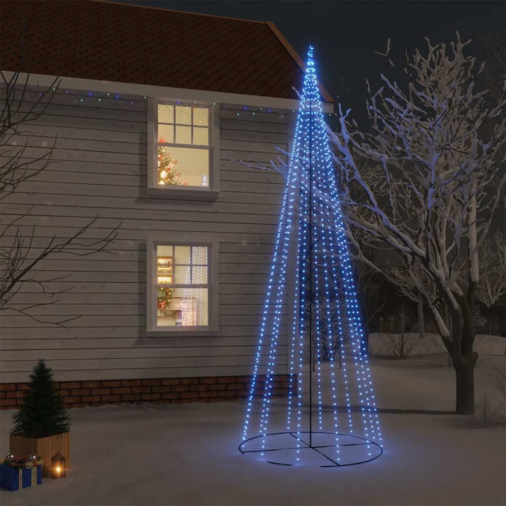 vidaXL kegleformet juletræ 160x500 cm 732 LED'er blåt lys
