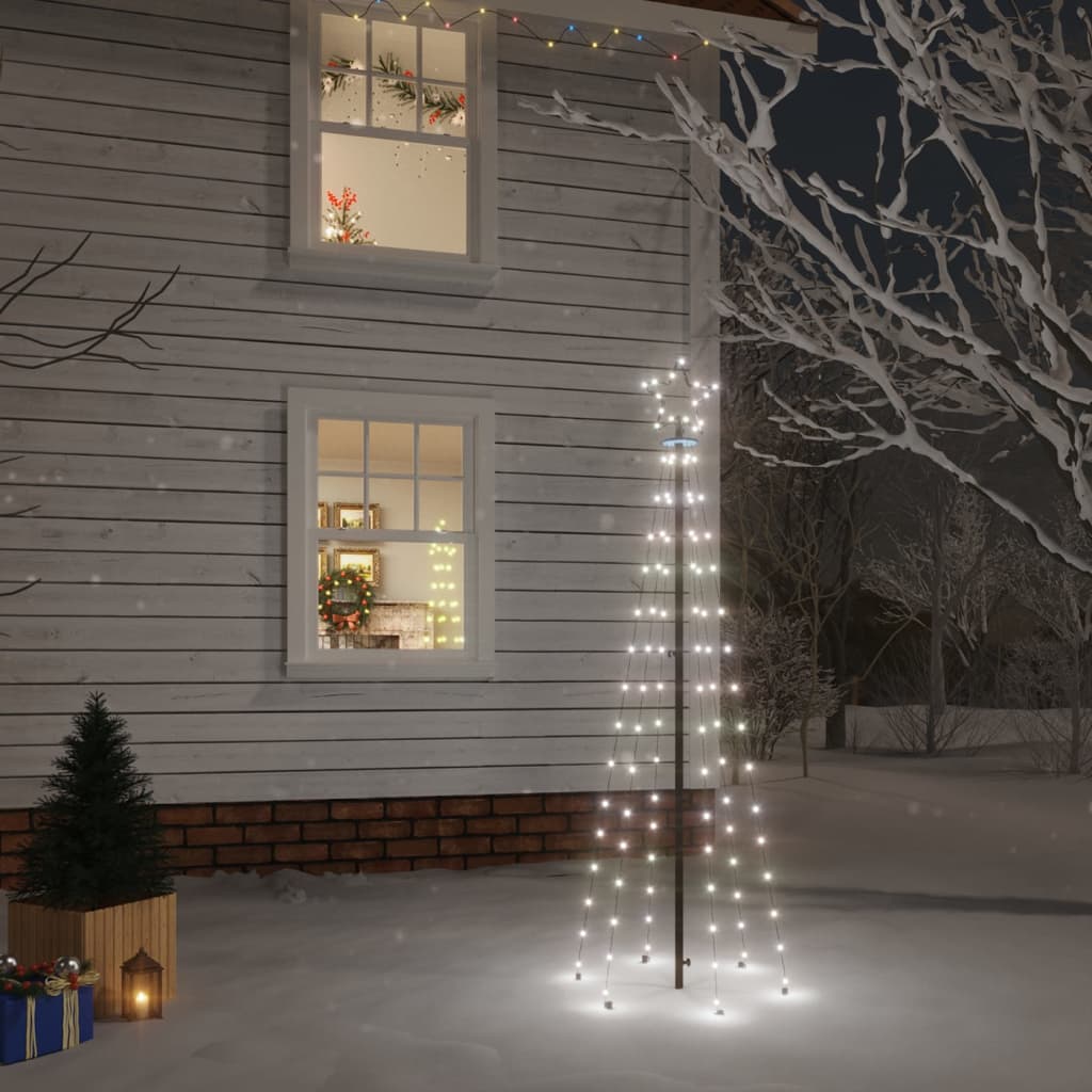 vidaXL Sapin de Noël avec piquet Blanc froid 108 LED 180 cm