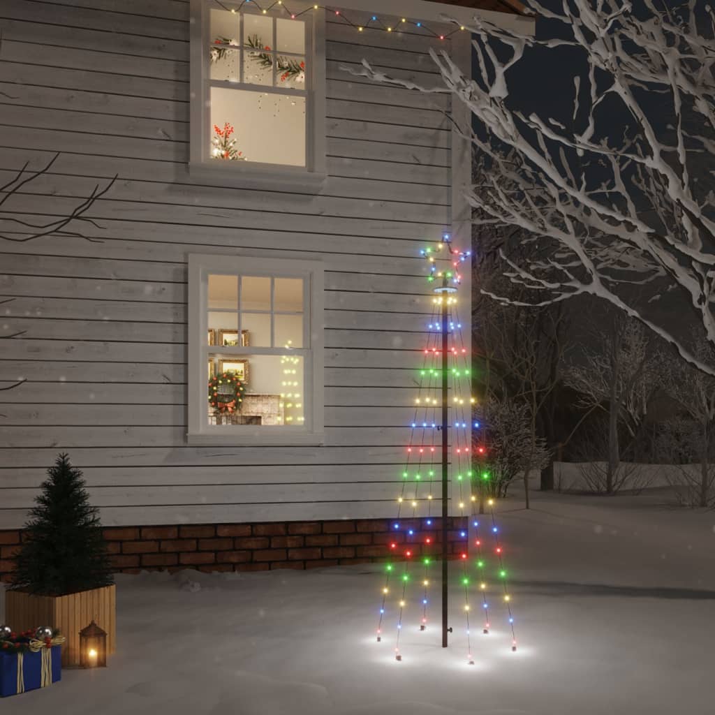 vidaXL LED-Weihnachtsbaum mit Erdnägeln Mehrfarbig 108 LEDs 180 cm