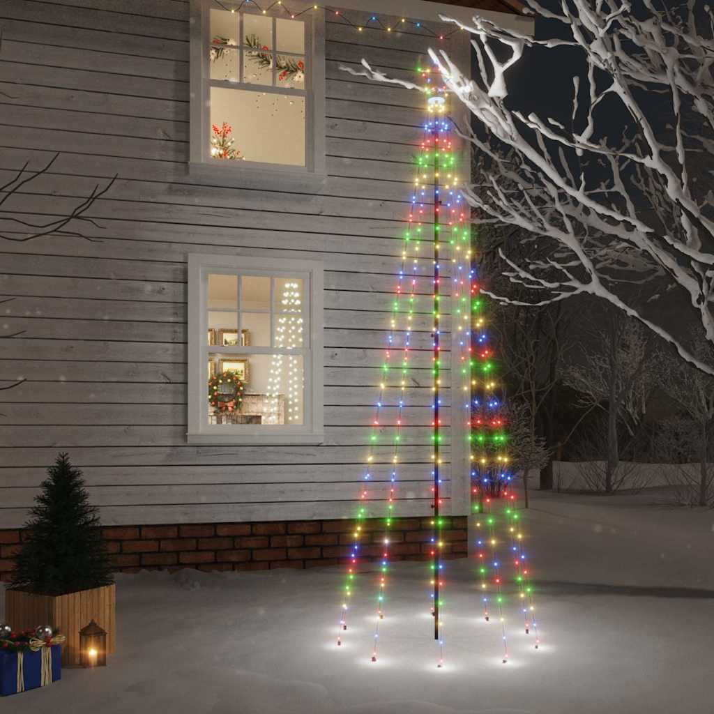 vidaXL Brad de Crăciun, 310 LED-uri colorate, 300 cm, cu țăruș
