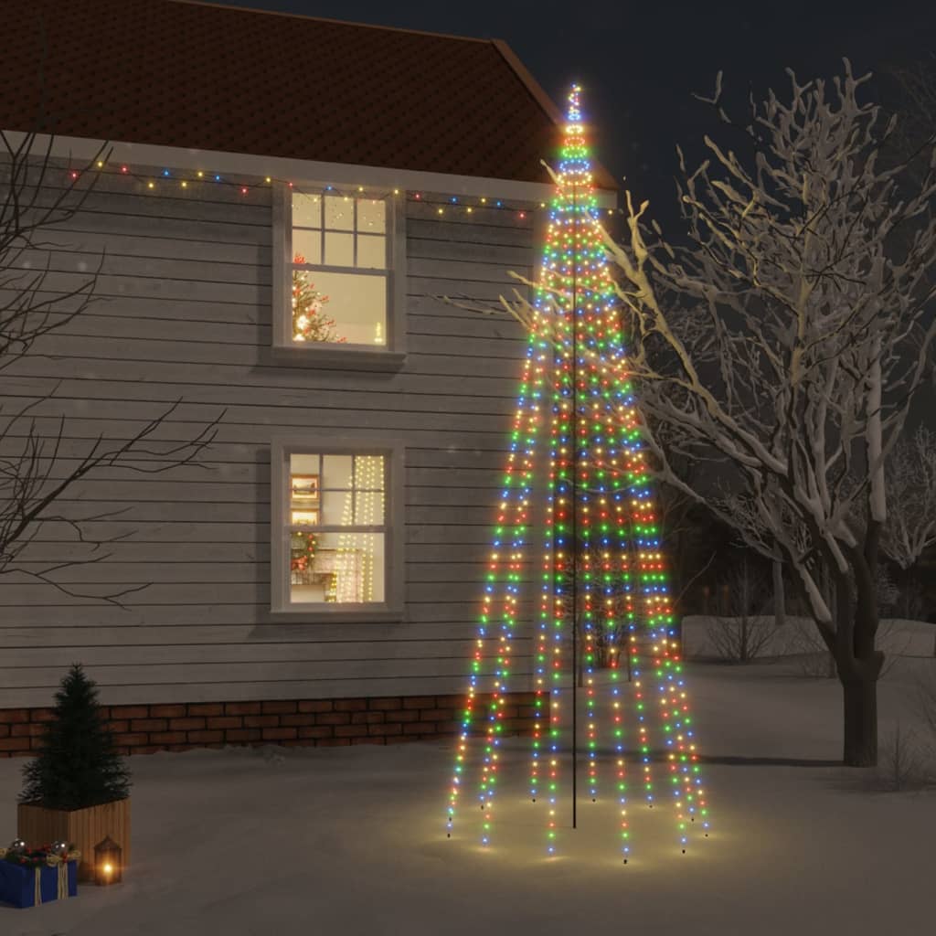 vidaXL Brad de Crăciun cu țăruș, 732 LED-uri, multicolor, 500 cm