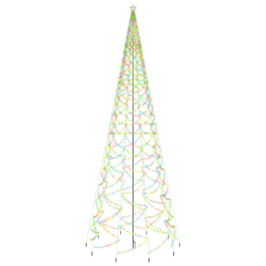 Brad de Crăciun cu țăruș, 3000 LED-uri, multicolor, 800 cm