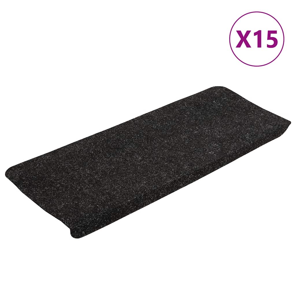 vidaXL Samolepicí nášlapy na schody 15 ks 65x24,5x3,5 cm antracitové