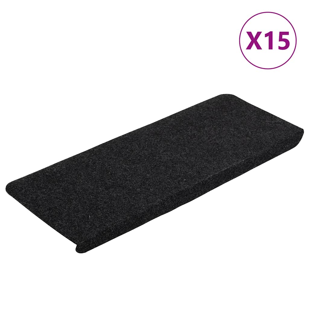 vidaXL Samolepicí nášlapy na schody 15 ks 65x24,5x3,5 cm černé