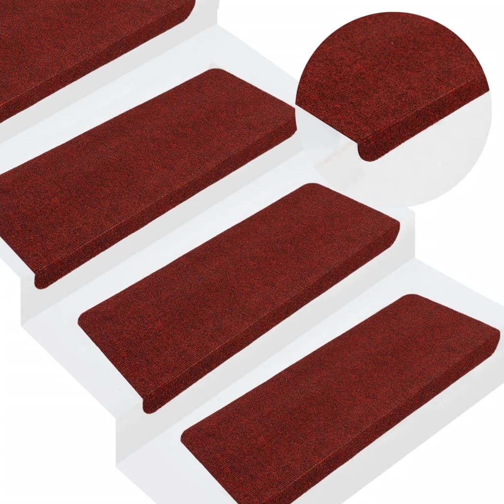 vidaXL selvklæbende trappemåtter 15 stk. 65x24,5x3,5 cm rød
