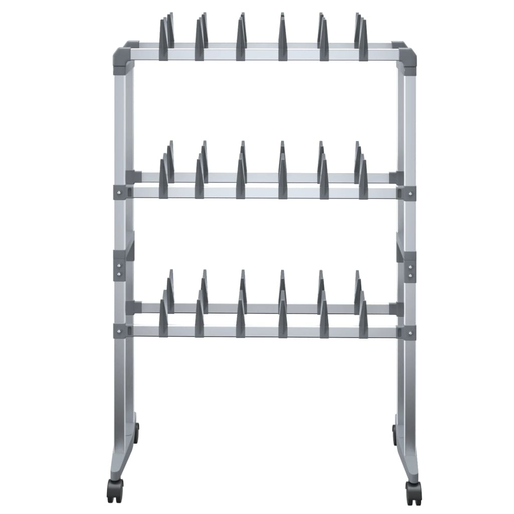vidaXL Schoenenrek met wieltjes 66x27x100 cm zilverkleurig afbeelding