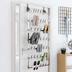 Viseče stojalo za čevlje srebrno 66x13x139 cm