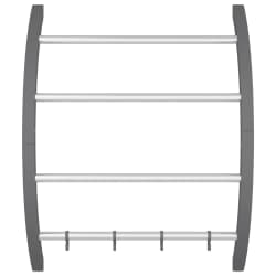 vidaXL Toalheiro com ganchos 56x16x72 cm alum&iacute;nio prateado