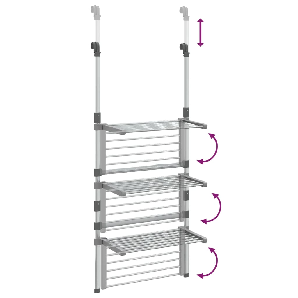 Drying Rack Wall Mounted Hanging Clothes Laundry Drying Rack Aluminum vidaXL - Picture 10 of 23