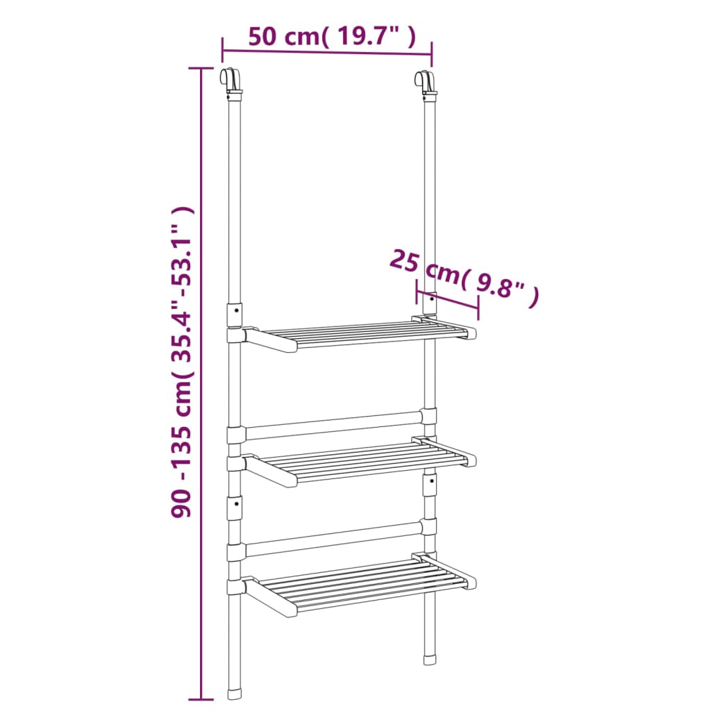 Drying Rack Wall Mounted Hanging Clothes Laundry Drying Rack Aluminum vidaXL - Picture 6 of 23