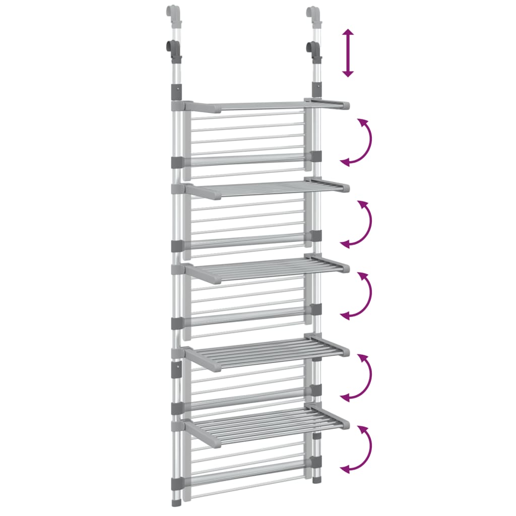 Drying Rack Wall Mounted Hanging Clothes Laundry Drying Rack Aluminum vidaXL - Picture 17 of 23