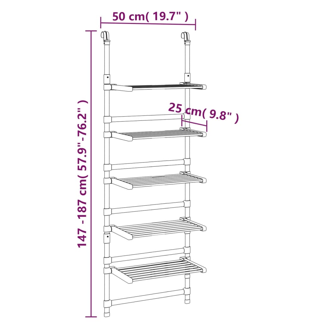 Drying Rack Wall Mounted Hanging Clothes Laundry Drying Rack Aluminum vidaXL - Picture 13 of 23