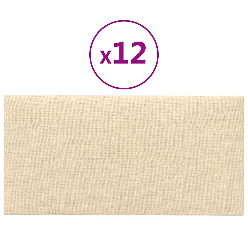 Thumbnail - vidaXL Wandpaneele 12 Stk. Creme 30x15 cm Stoff 0,54 m²