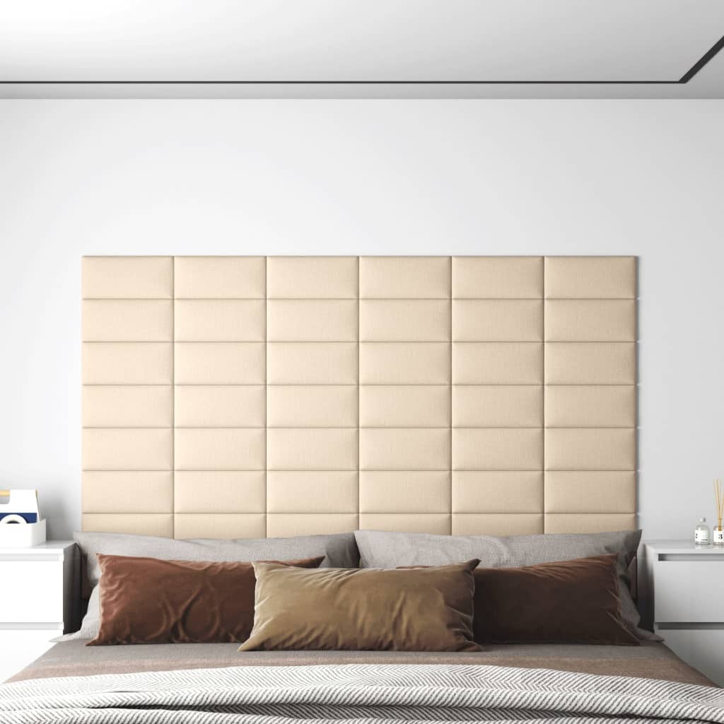Petrashop  Nástěnné panely 12 ks krémové 30 x 15 cm textil 0,54 m²
