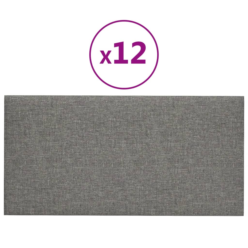 vidaXL Nástěnné panely 12 ks světle šedé 30 x 15 cm textil 0,54 m²