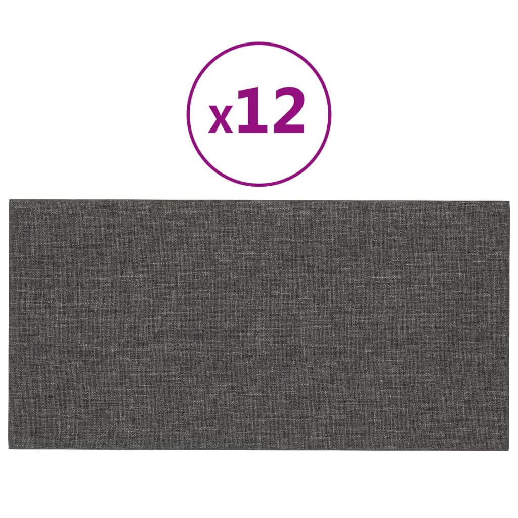 vidaXL Nástěnné panely 12 ks tmavě šedé 30 x 15 cm textil 0,54 m²