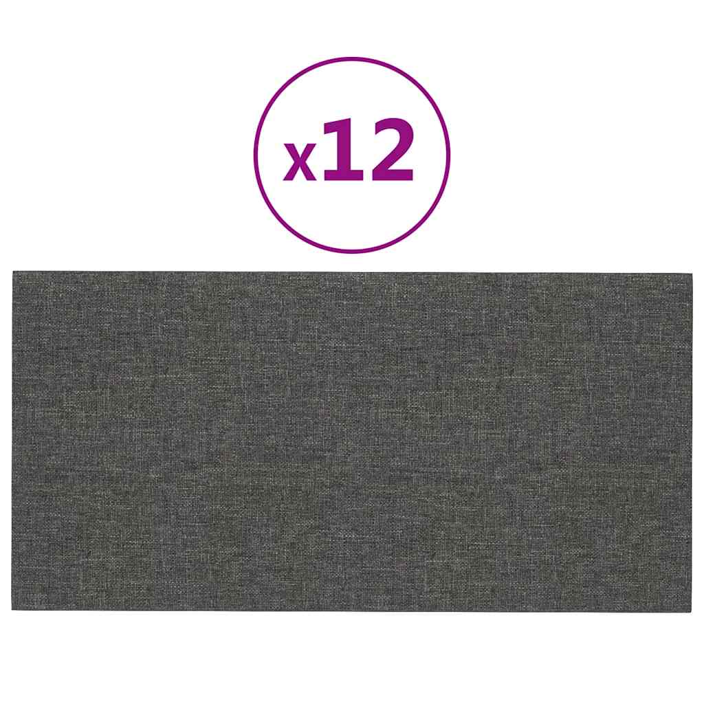 vidaXL Nástěnné panely 12 ks tmavě šedé 30 x 15 cm textil 0,54 m²