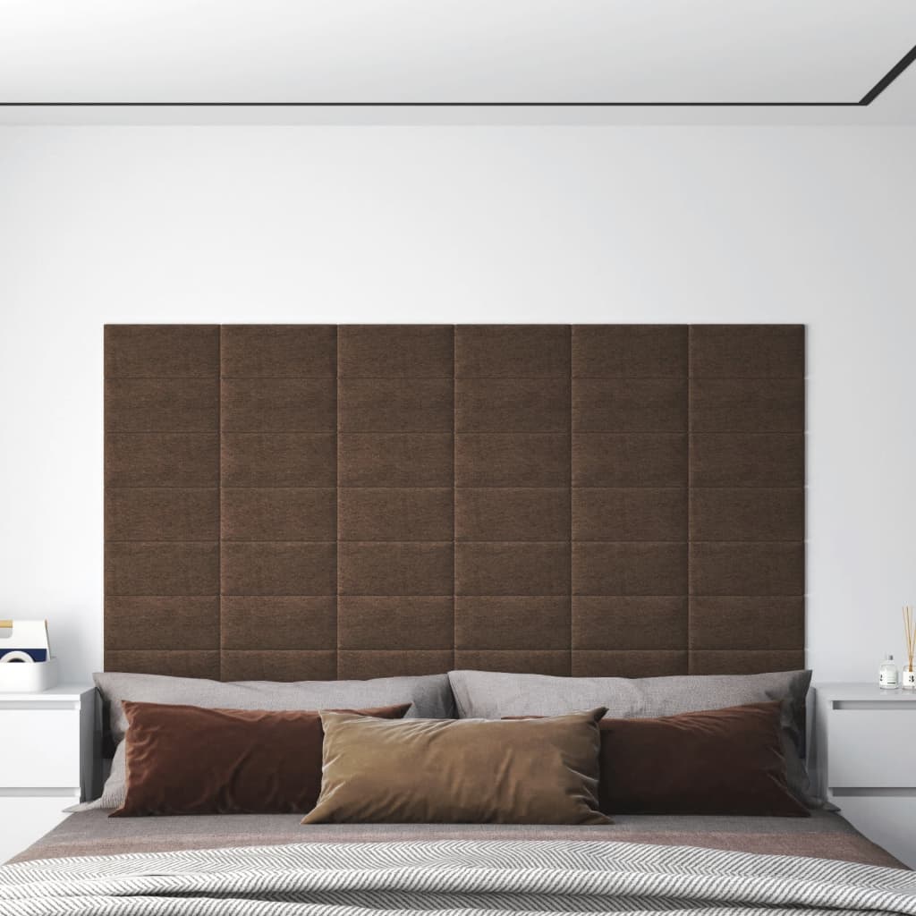 12: vidaXL vægpaneler 12 stk. 30x15 cm 0,54 m² stof brun