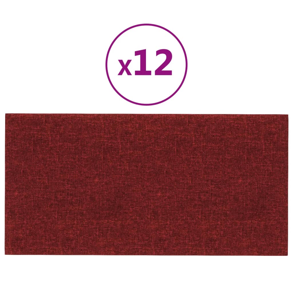 Panouri de perete 12 buc. roșu vin 30×15 cm textil 0,54 m²