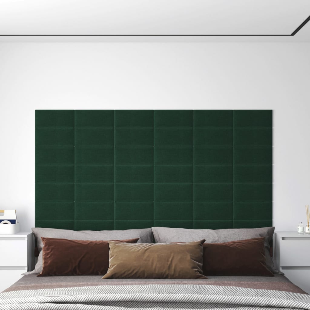 Petrashop  Nástěnné panely 12 ks tmavě zelené 30 x 15 cm textil 0,54 m²