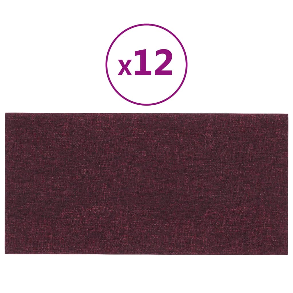 vidaXL Nástěnné panely 12 ks fialové 30 x 15 cm textil 0,54 m²