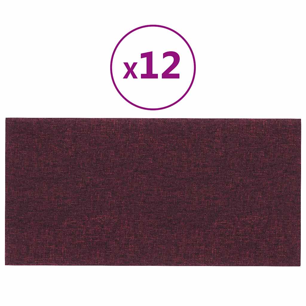vidaXL Nástěnné panely 12 ks fialové 30 x 15 cm textil 0,54 m²