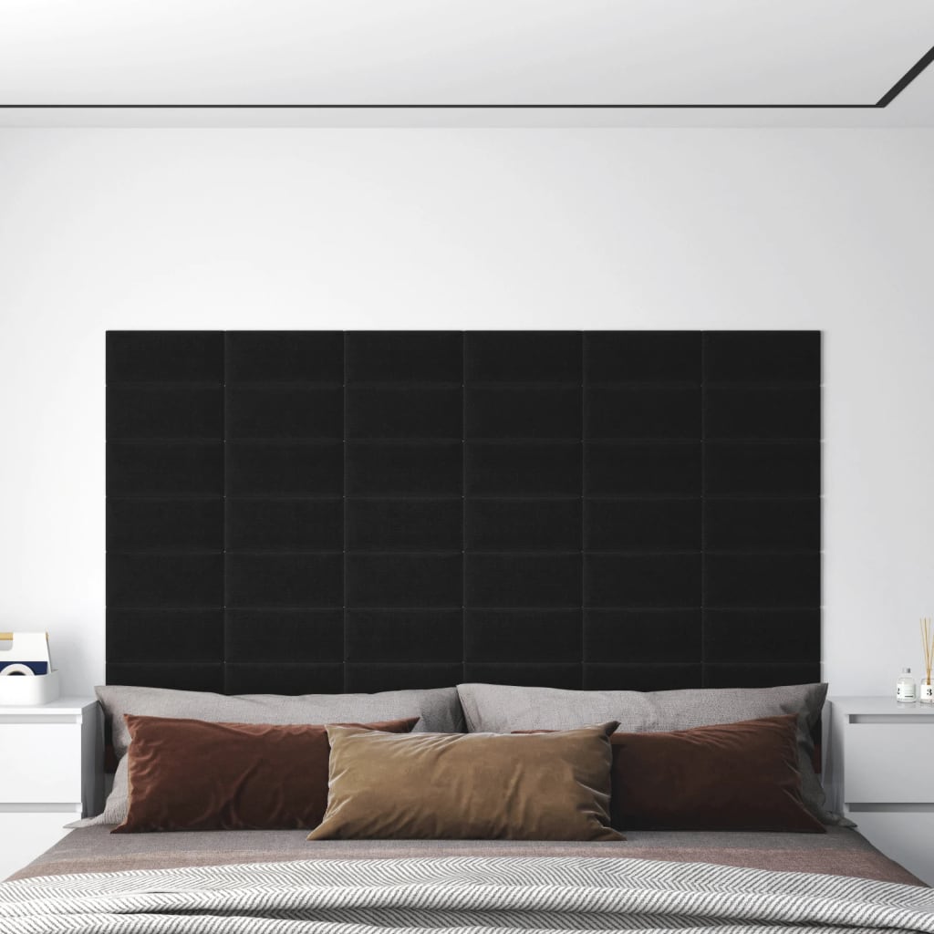 vidaXL Panele cienne, 12 szt., czarne, 30x15 cm, tkanina, 0,54 m
