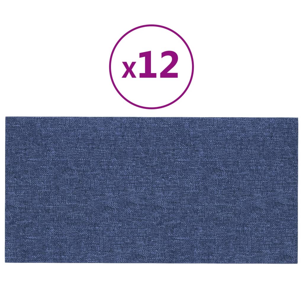 vidaXL Nástěnné panely 12 ks modré 30 x 15 cm textil 0,54 m²