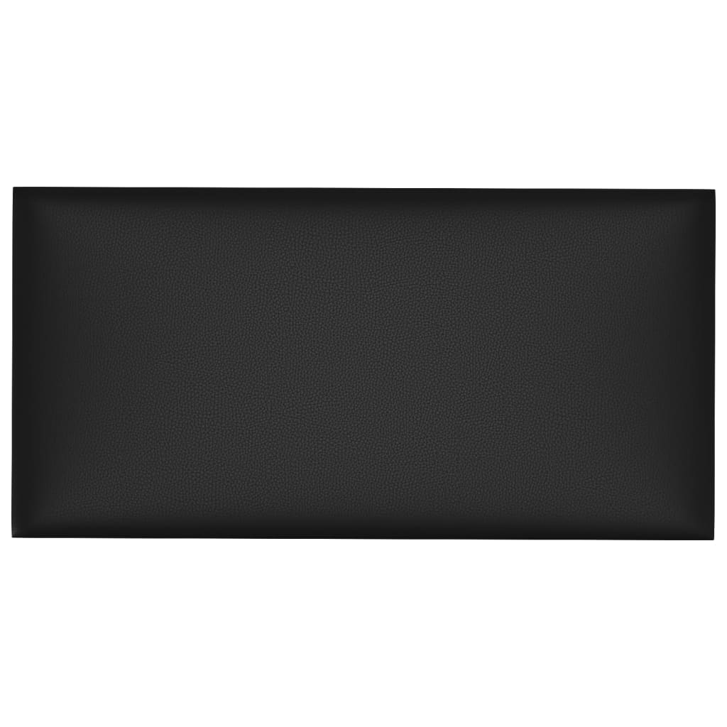 vidaXL Стенни панели, 12 бр, черни, 30x15 см, изкуствена кожа, 0,54 м²