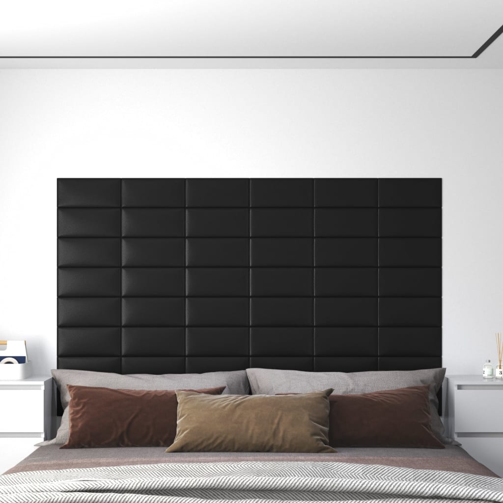 Petrashop  Nástěnné panely 12 ks černé 30 x 15 cm umělá kůže 0,54 m²