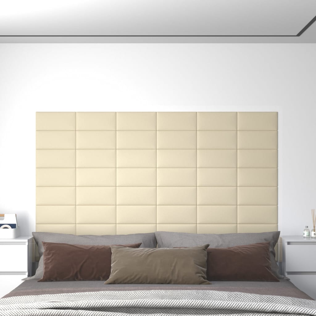 Petrashop  Nástěnné panely 12 ks krémové 30 x 15 cm umělá kůže 0,54 m²