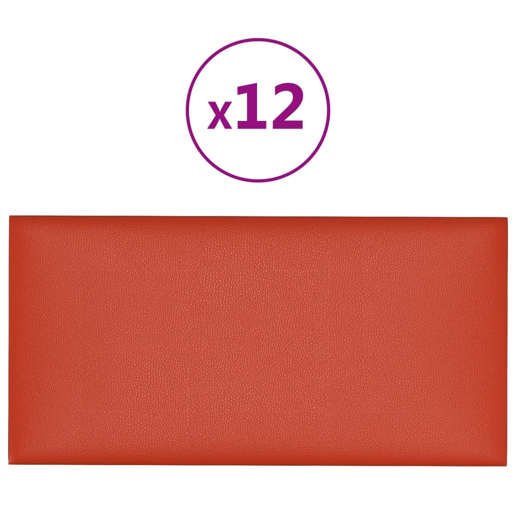 Panouri de perete 12 buc. roșu 30×15 cm piele ecologică 0,54 m²