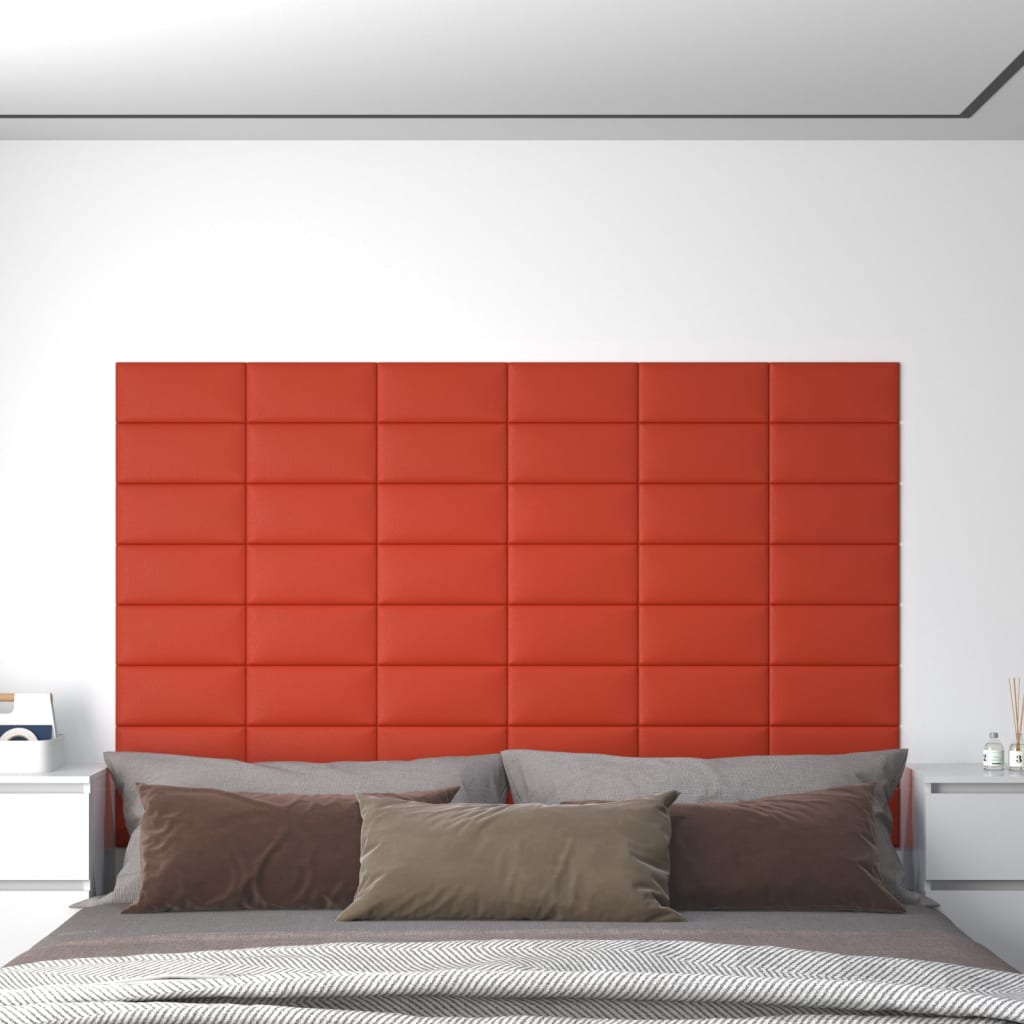 Petrashop  Nástěnné panely 12 ks červené 30 x 15 cm umělá kůže 0,54 m²
