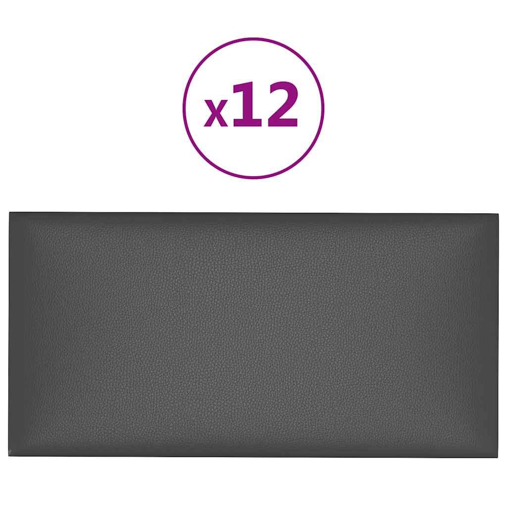 Thumbnail - vidaXL Wandpaneele 12 Stk. Grau 30x15 cm Kunstleder 0,54 m²
